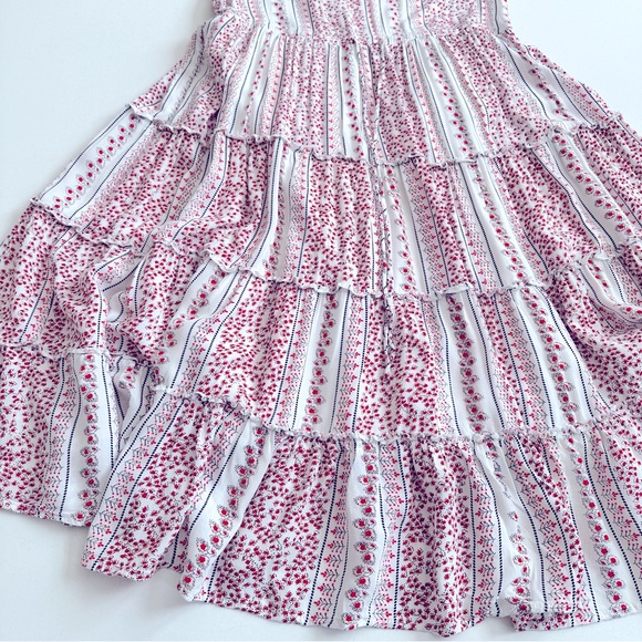 Hello Honey Tiered Floral Midi Dress Size M/L - Picture 5 of 8
